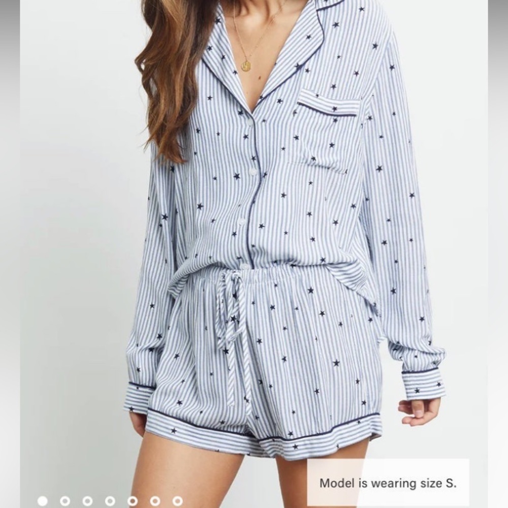 Rails Blue & White Striped Star Pajama Set
